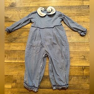 Shrimp & Grits Kids Navy Striped Romper